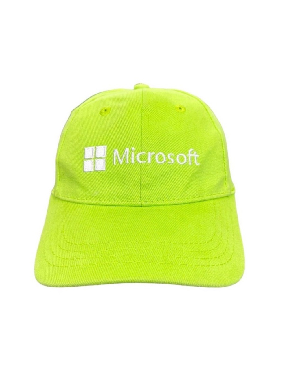 Vintage Y2K Lime Green Embroidered Microsoft Gamer StrapBack Hat - One Size